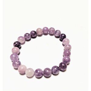 Natural Purple Lepidolite Elastic Stretch Bracelet